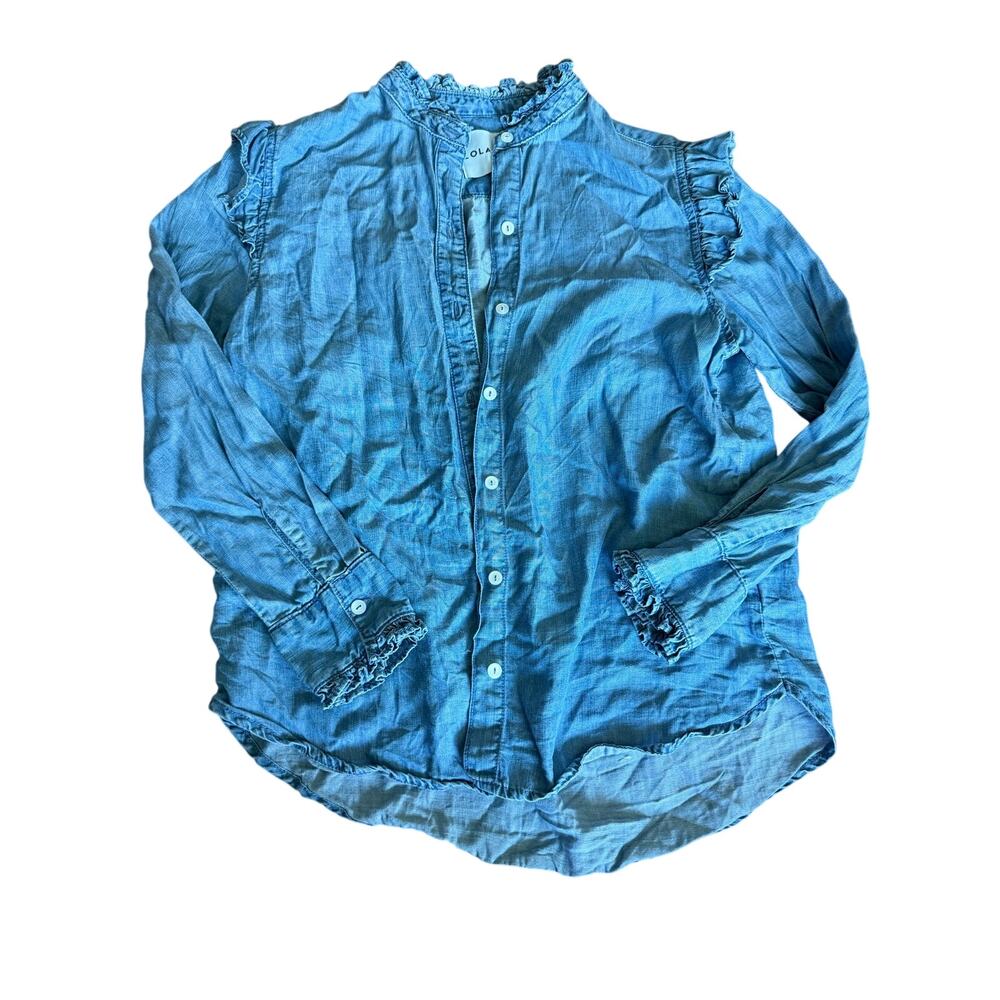 Lola River small denim chambray button up blouse